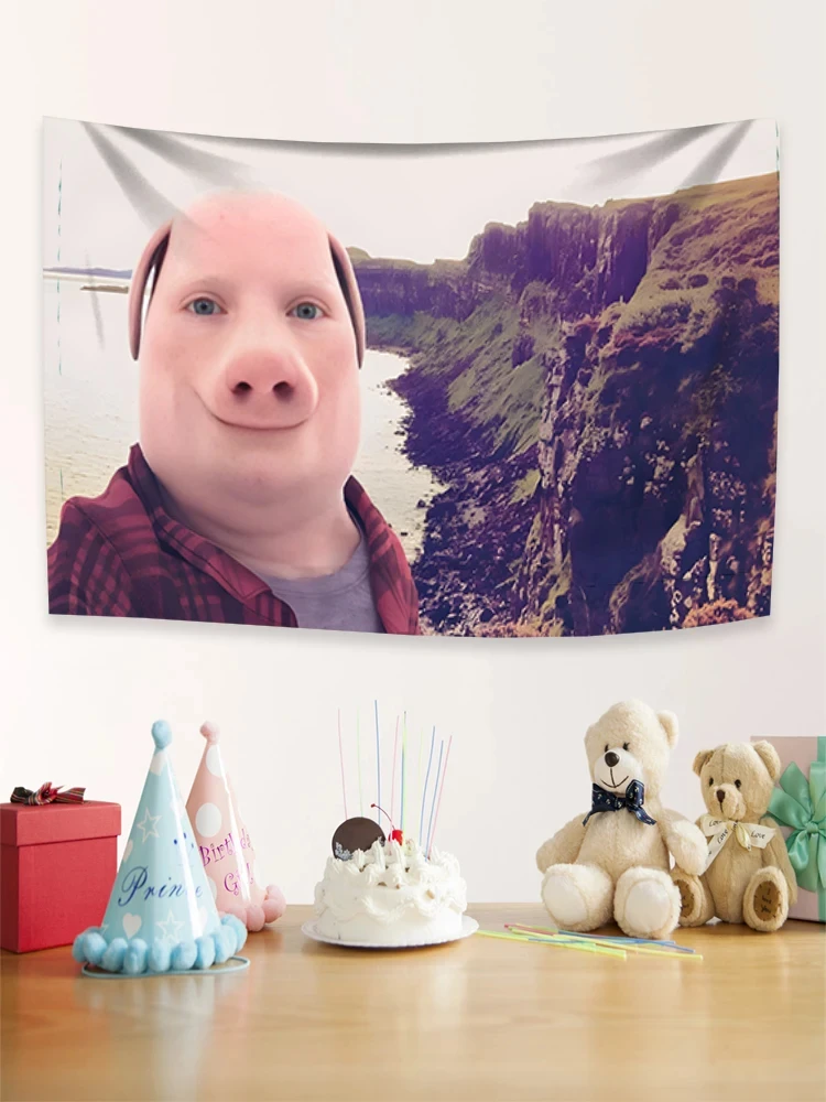 John Pork Smiling Throw Flag Wall Hanging Tapestry - Room Dormitory Decor Double-Sided Design for Bedroom Living Room Decoration