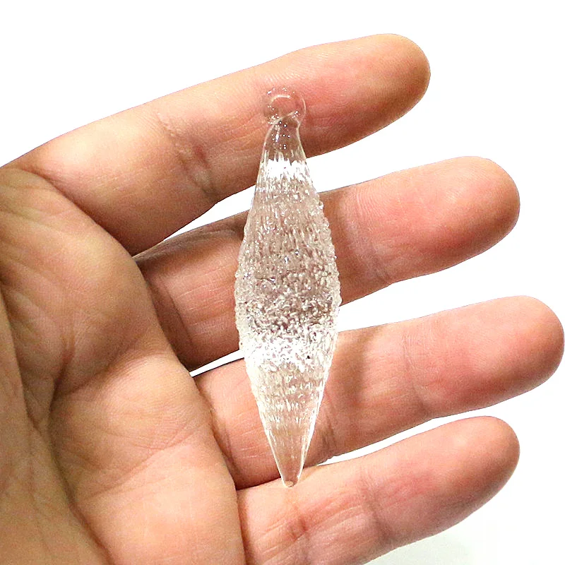 Hanging Christmas Icicle Craft Ornaments Clear Crystal Glass Ice Charm Pendant Holiday Wedding Party Xmas Tree Decor Accessories