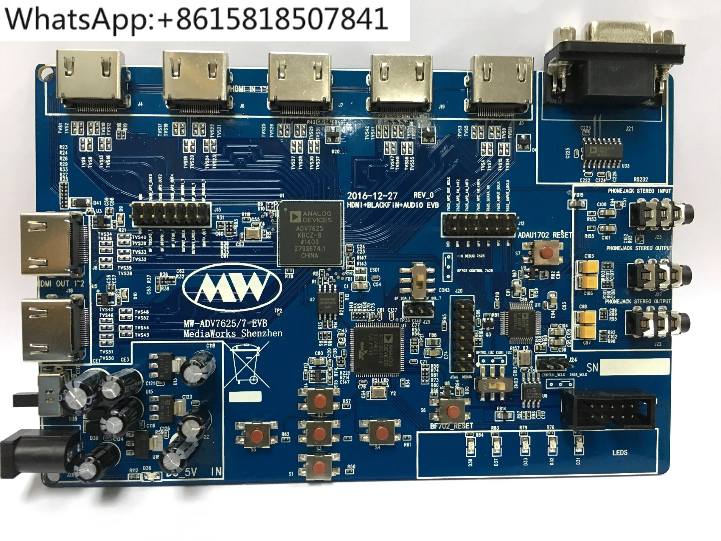 ADV7625 development board,  video crossbar switch,  REPEATER