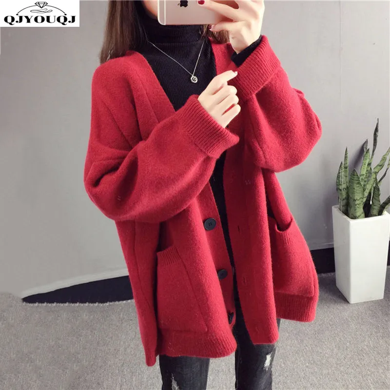 2024 Autumn/Winter Korean Edition New Thick Knitted Cardigan Coat Fashionable Loose Knitted Sweater Trend