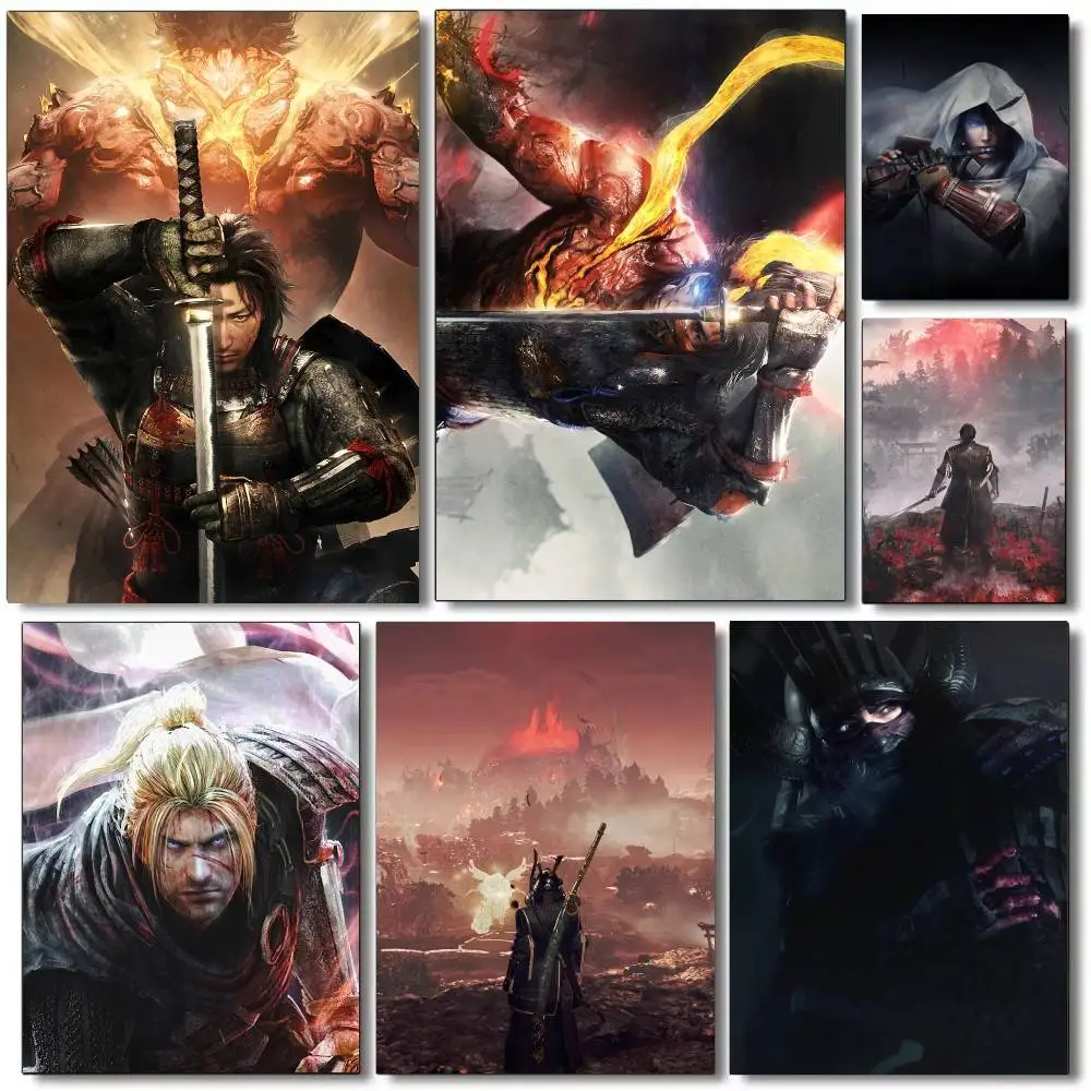

N-Nioh 3 Game Poster DIY Vintage Movie Poster Wall Art Painting Study Stickers Wall Painting