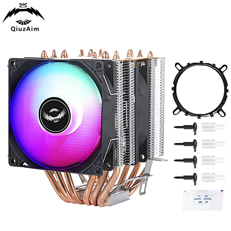 

QiuzAim Cpu cooler Processor Twin Towers 6 Heat Pipe PWM Rapid Cooling Fan Installing LGA775 115x 1200 1700 1356 1366 am4 am5