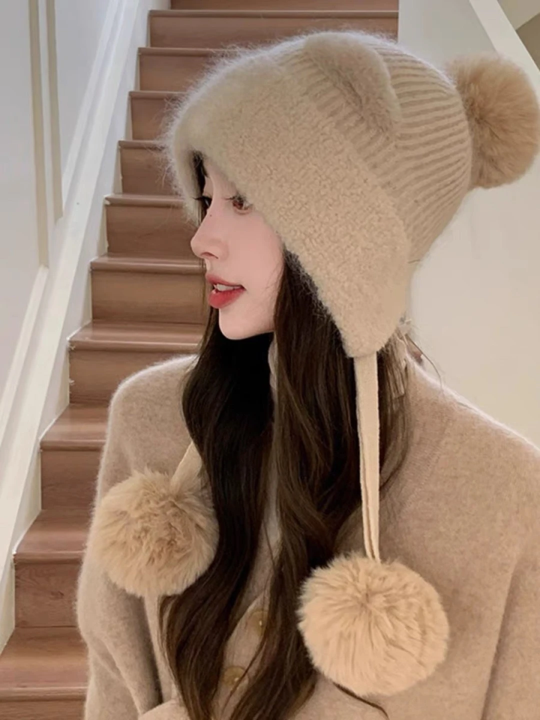 

Cat Ear Women's Winter Hat Korean Internet Celebrity Style Windproof Cute Trendy Design Super Attractive Winter Wear Matching