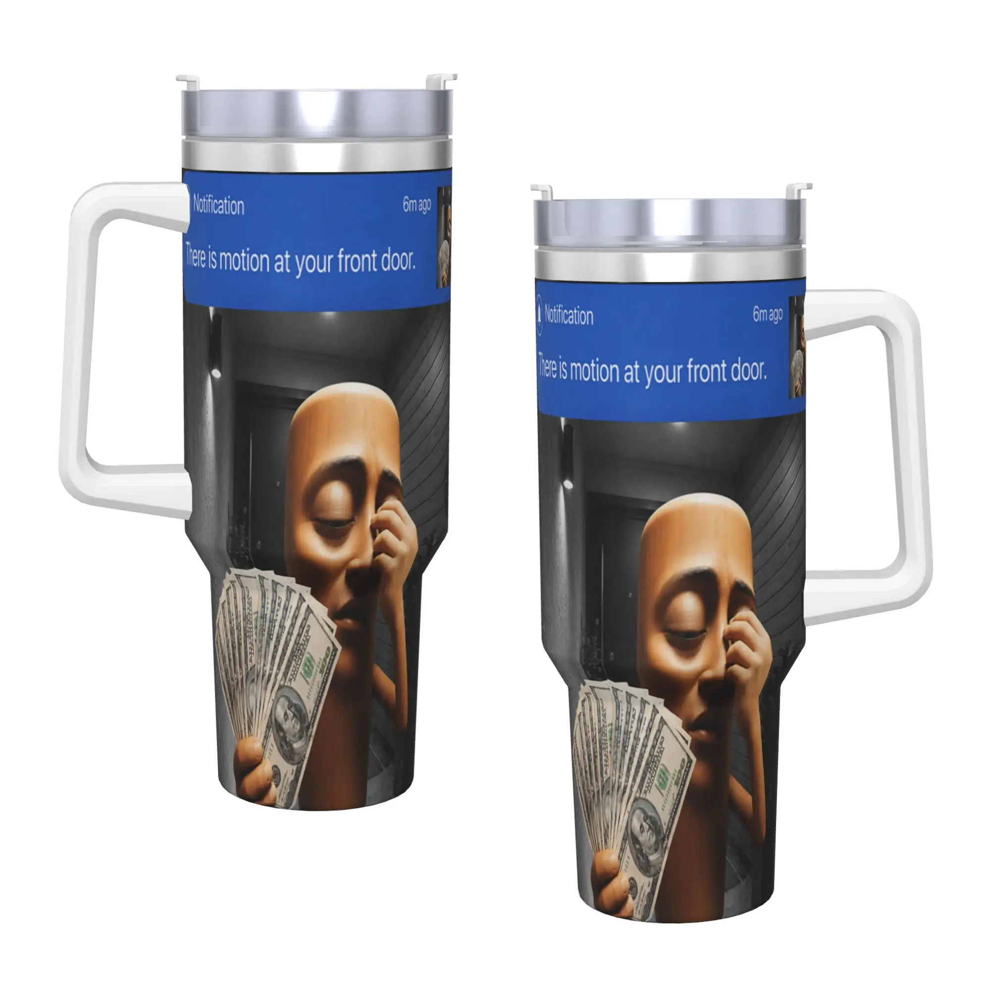 Stainless Steel Tumbler There is Motion at Your Front Tung Tung Tung Sahur Money Mugs Cup With Straws Cold Drink Water Bottle