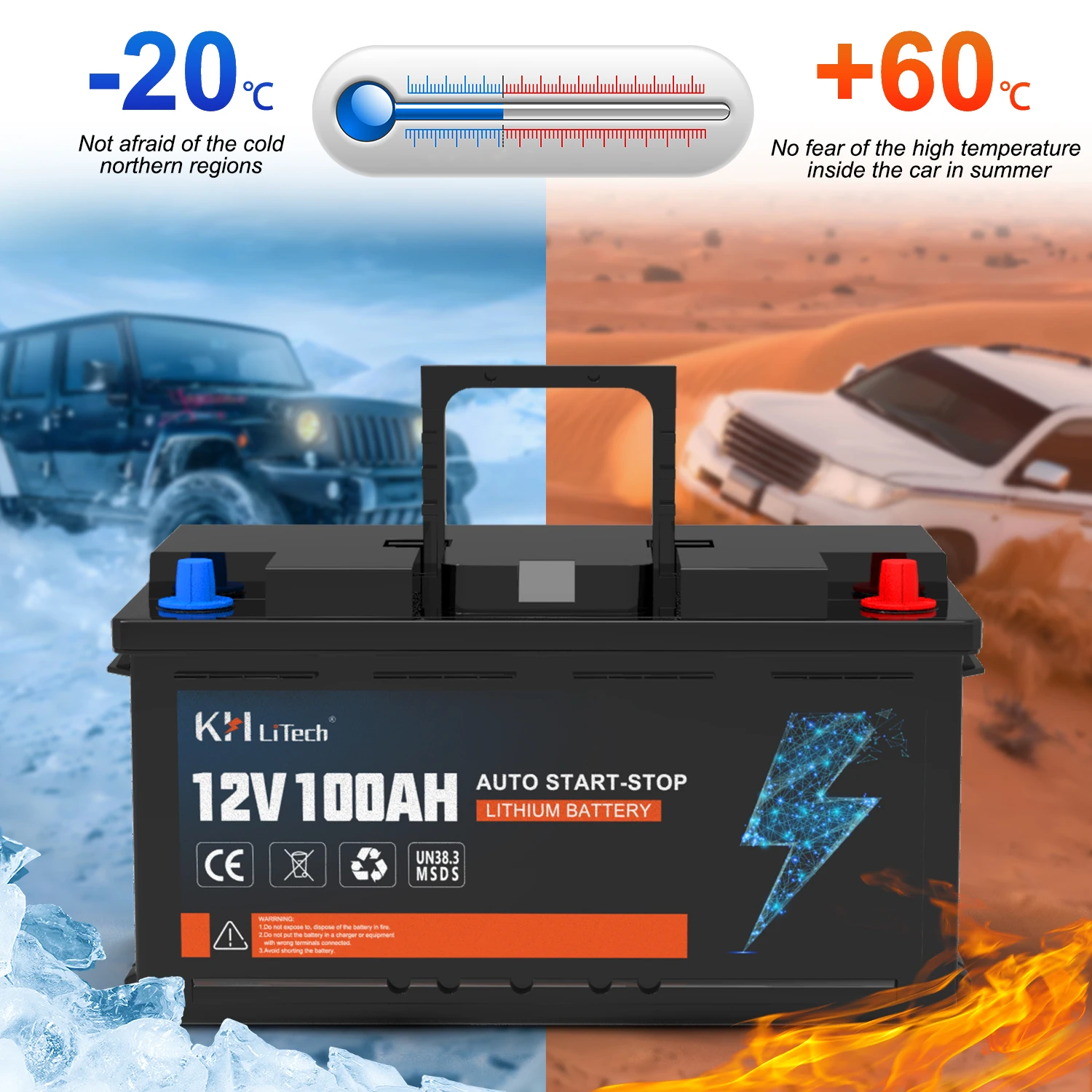 12V Car Starting Battery Auto Power Bank 45Ah 100Ah Lifepo4 Lithium Iron Phosphate Batteries for Petrol Diesel vehicle Engines