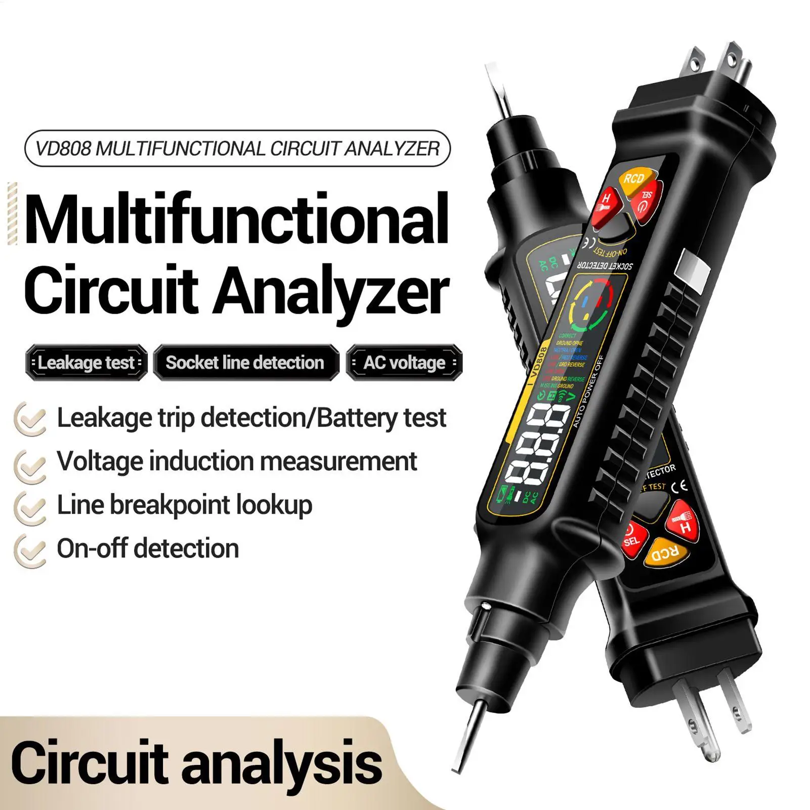 Circuit Finder Smart Outlet Checker With LED Display & Light 2-300V Ac Circuit Breaker Finder For Home Electric Power Rv Camper