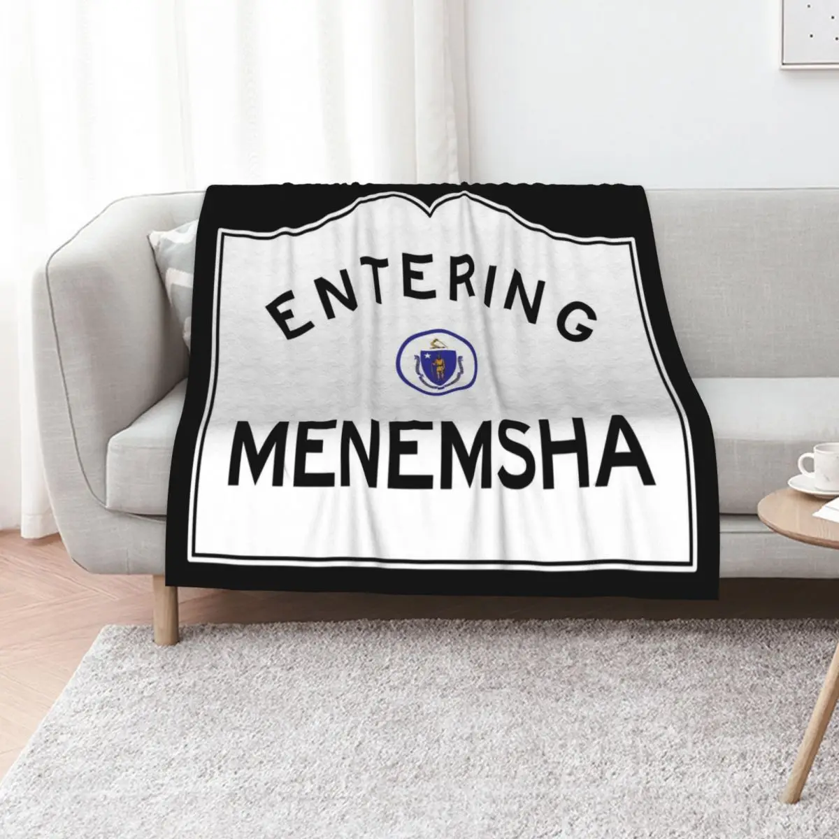 Entering Menemsha Massachusetts - Martha's Vineyard - Road Sign Throw Blanket Cute Plaid Giant Sofa Loose Blankets