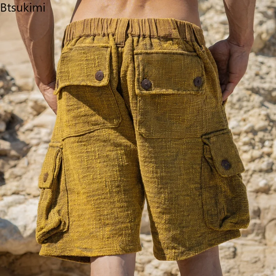 Short cargo patchwork multi-poches pour hommes, pantalons courts décontractés rétro adt, short de plage d'été, streetwear tendance, mode 2024