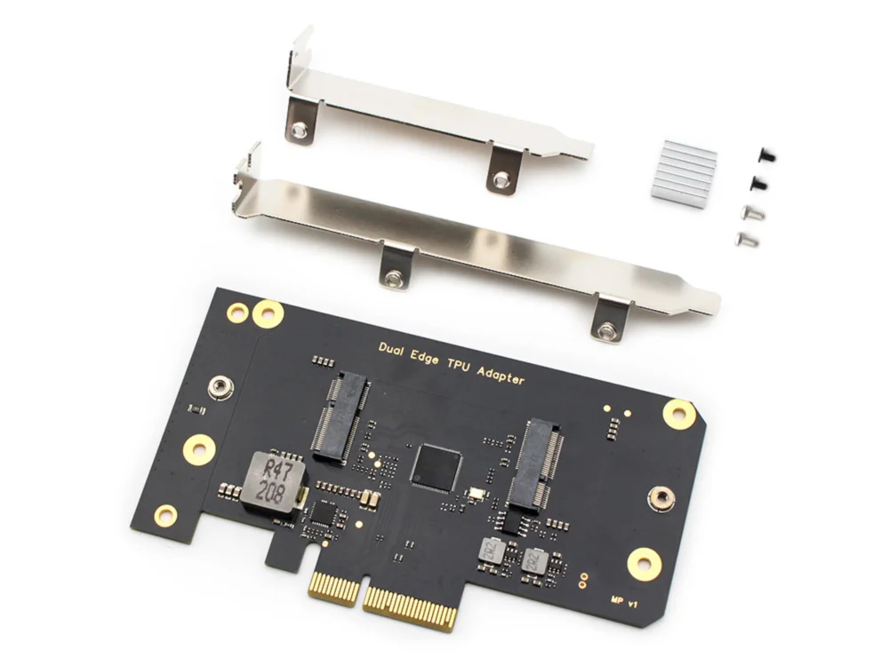 Dual Edge TPU Adapter for two TPU cards designed for two Coral m.2 Accelerator cards with Dual Edge TPU