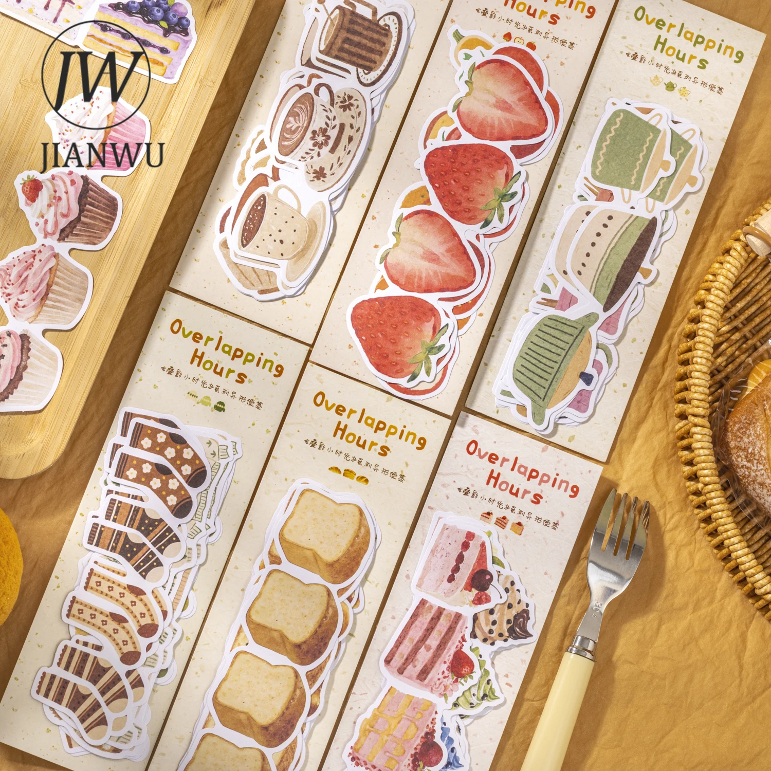 

JIANWU The Flickering Shadow of Time Series Vintage Coffee Bread Landscape Material Collage Memo Pad Junk Journal Stationery