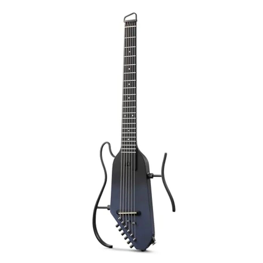 

Travel acoustic electric guitar HUSH I PRO in black with multiple effect modes, includes earphone, gig bag, strap, charging cab