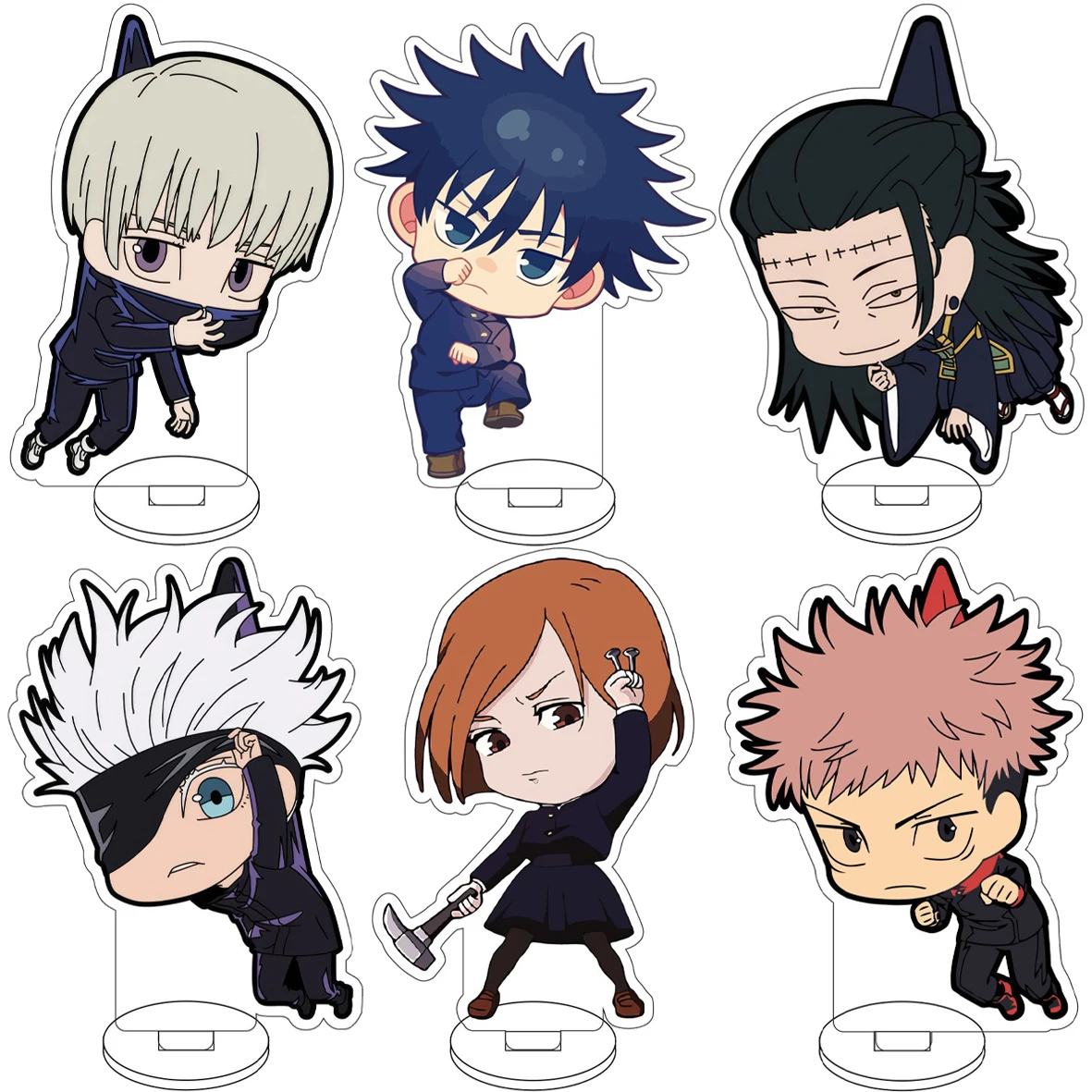 10CM Anime ‌ Jujutsu Kaisen Cosplay Itadori Yuji Fushiguro Megumi Gojo Satoru Kugisaki Nobara Figur Acryl-Ständer Niedliches Geschenk Deko-Ornament