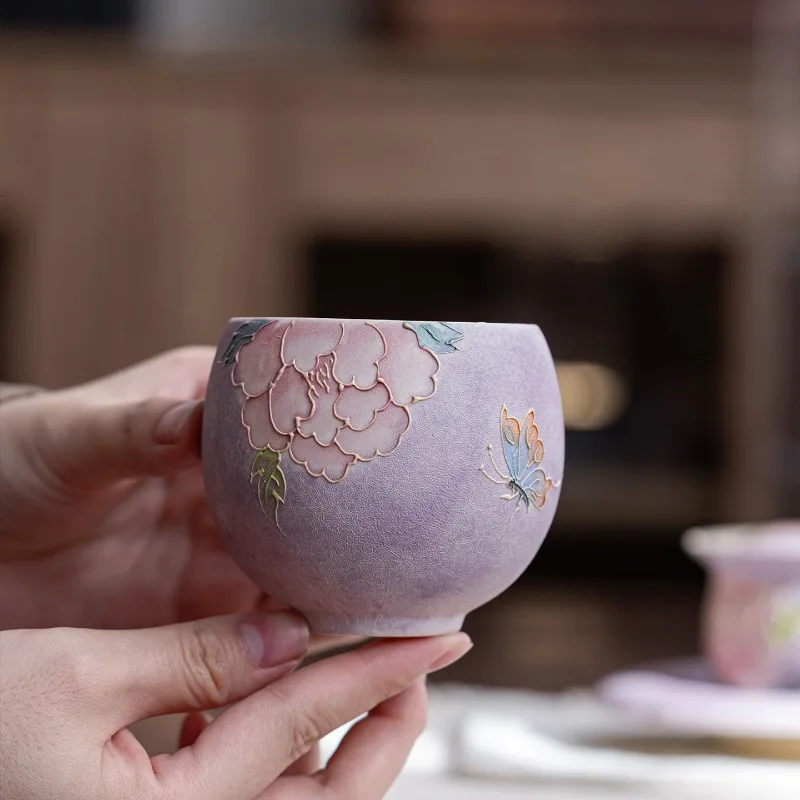 

Ручная роспись, сложенная, резная, пион, дракон, яйцо, чашка, изысканная чайная чашка, одна чашка, главная чашка, чайная чашка, чайный сервиз кунг-фу