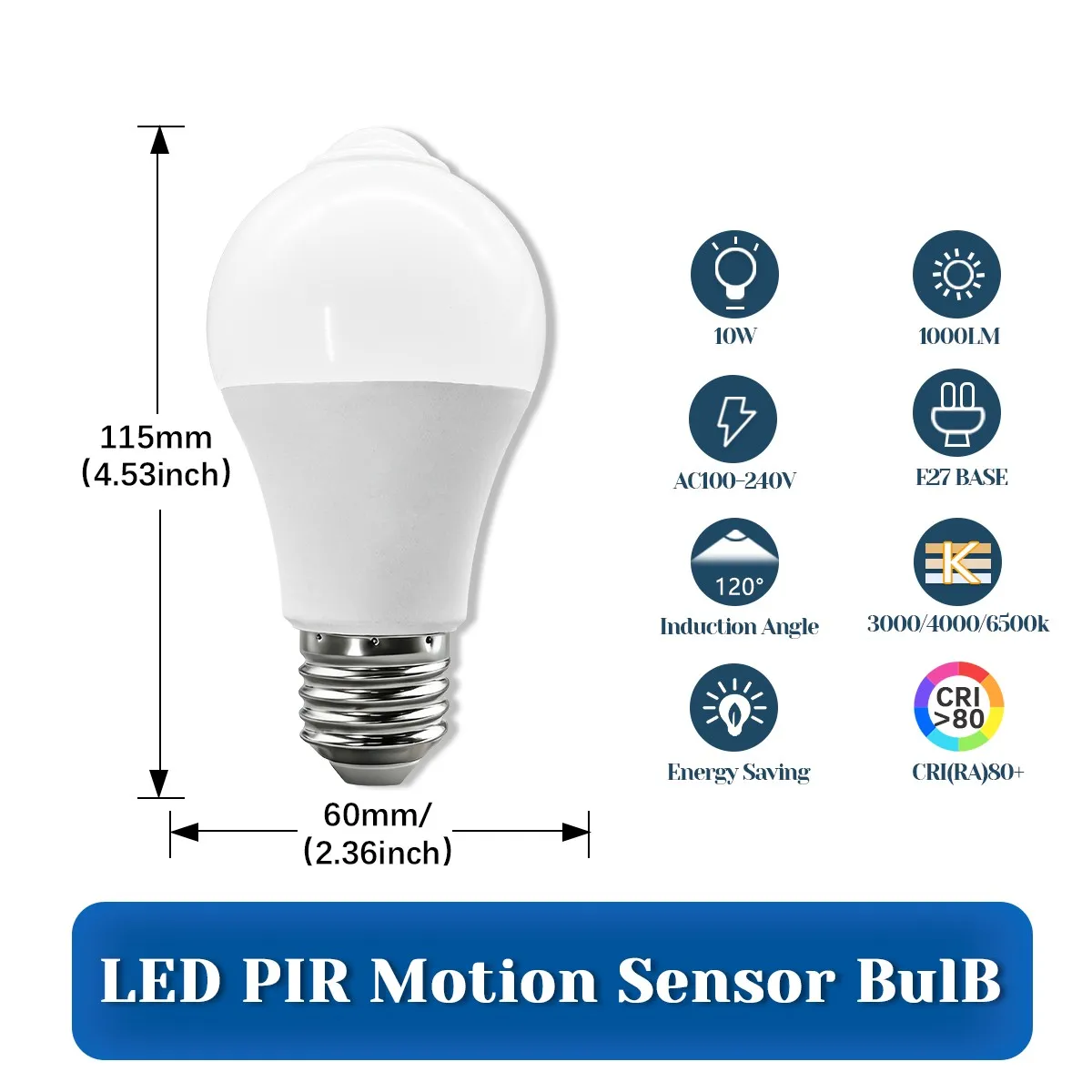 E27 LED Bulb LED Lamp PIR Motion Sensor Bulb 10W AC100-240V PIR Sensor Light Auto ON OFF Night Light For Parking Lighting