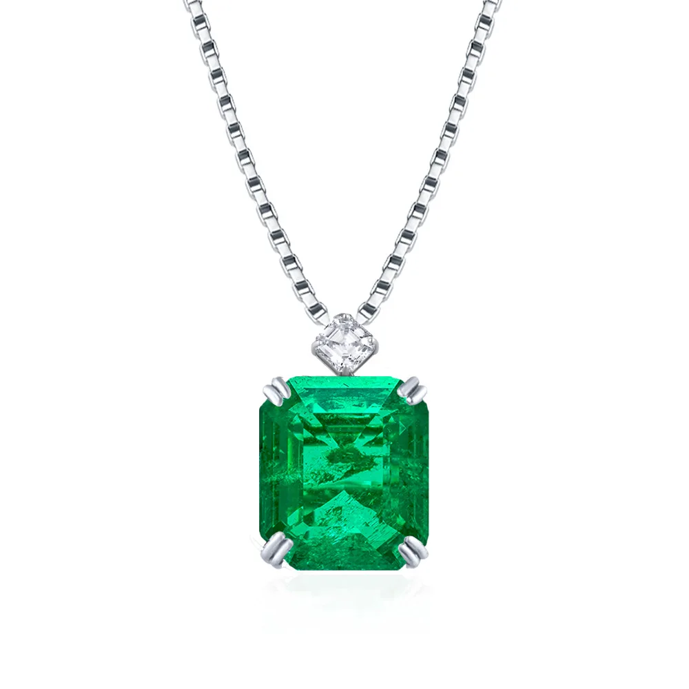 62 Carat High Carbon Diamond Pendant Necklace Sparling 100% s925 Sterling Silver Gemstone Emerald Neck Chain Luxury Fine Jewelry