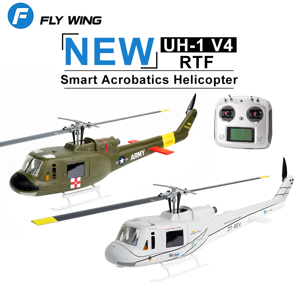 FlyWing UH1 V4 RC Helicopters RTF 16V Brushless Motor 10CH GPS Altitude Hold Fixed Point Helicopter