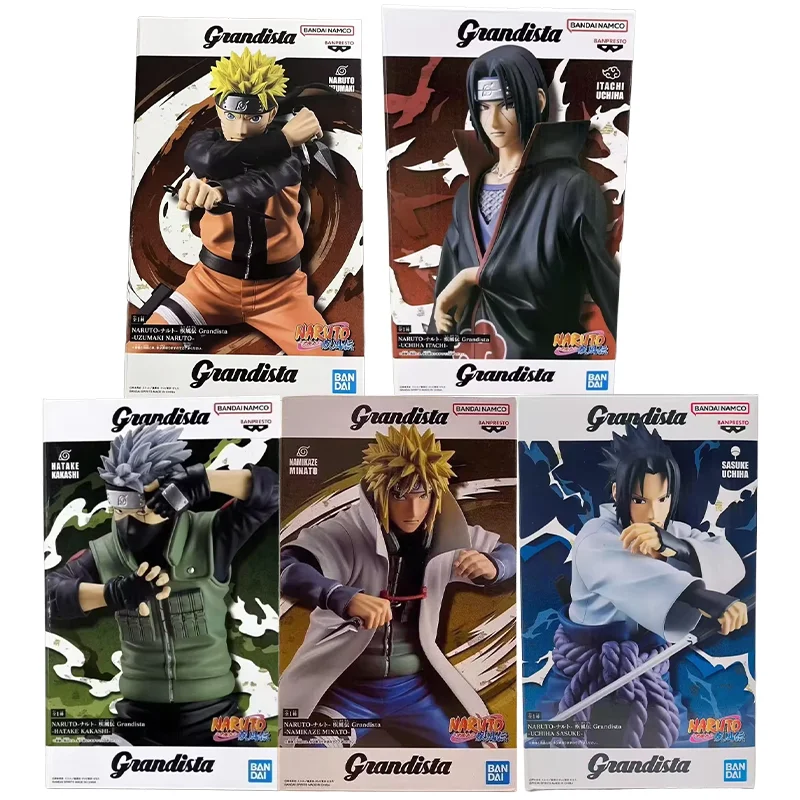 Genuíno Bandai Naruto Shippuden Grandista Uchiha Itachi Hatake Kakashi Namikaze Minato Uchiha Sasuke Naruto Uzumaki Figura Modelo