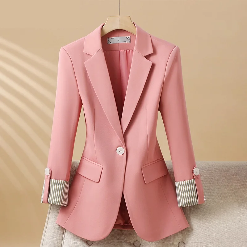 

New Office Ladies Blazer Women Jacket Long Sleeve Single Button Business Work Wear Slim Formal Coat Female Autumn Suit Outerwear