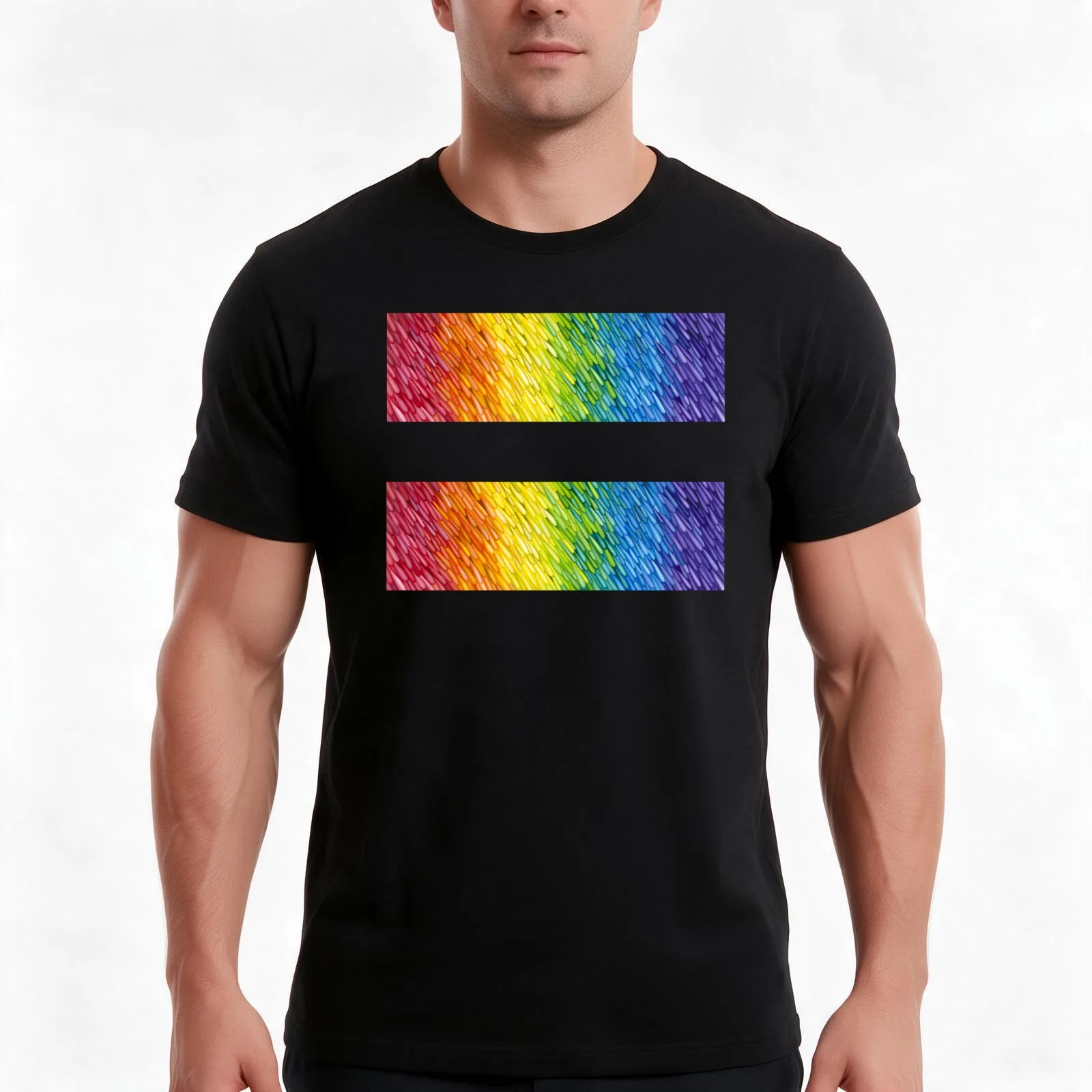 Rainbow Rain Equal T-Shirt Summer Casual Cotton Tee Oversized Streetwear Tops Vintage Graphic Print Loose Fit Short Sleeve
