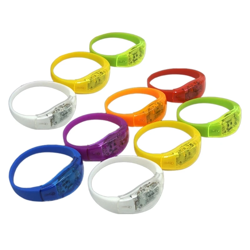 10pcs Sound Control Concert Voice Control LED Light Bracelets Bangle Flashing Drop Shipping