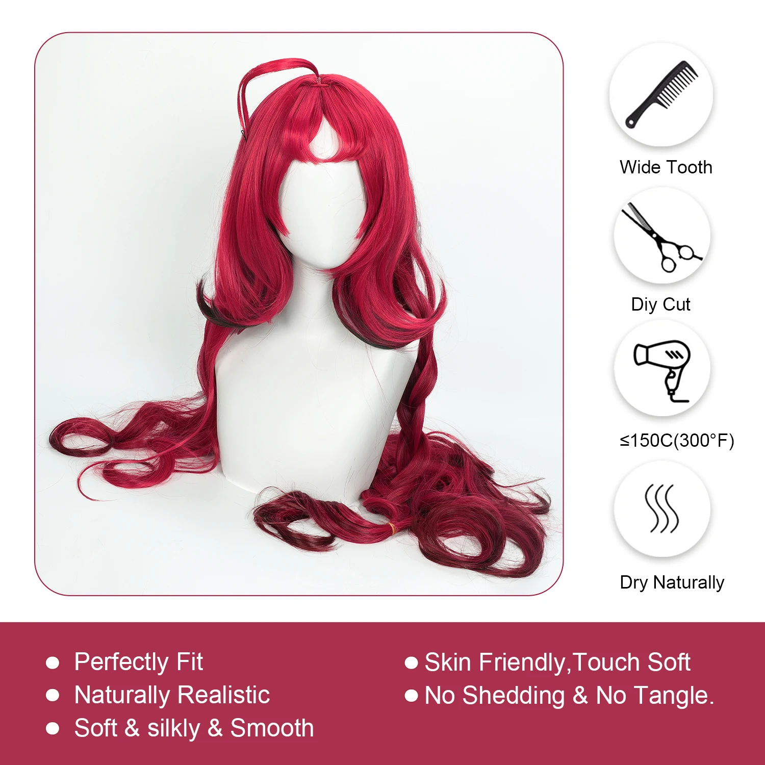 Парик для косплея Ninfu 100 см, длинный аниме-игровой парик Arknights Ombre, розово-красный градиент, синтетический парик с челкой, волнистый парик для косплея, женский