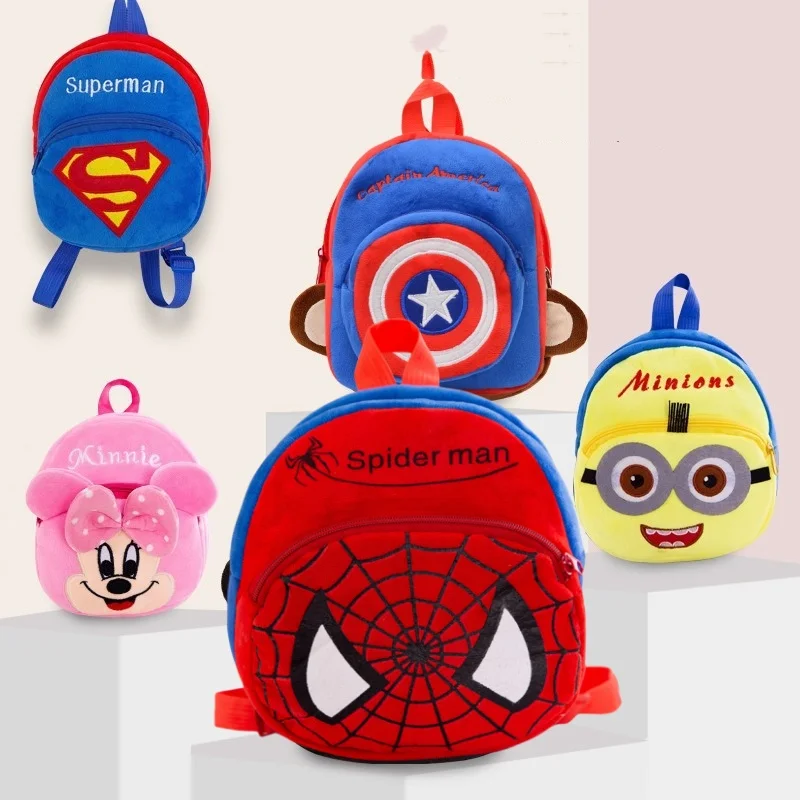 Spider-Man Plush Backpack Cute Kindergarten Schoolbag Anime Spiderman Travel Bag Children Toys Shoulders Bag Kids Birthday Gift