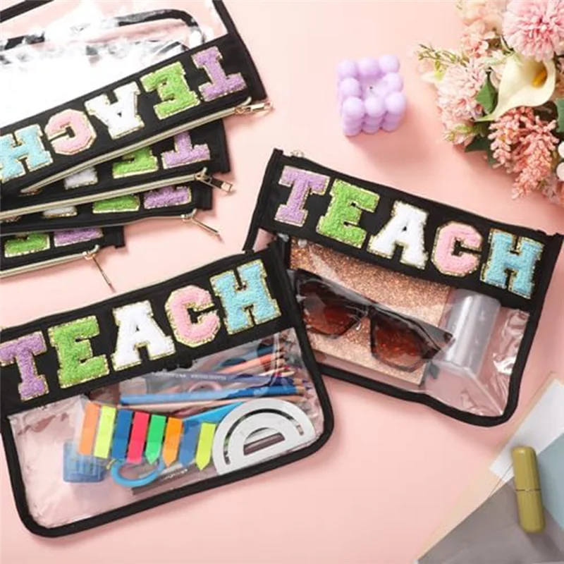 

Практичные-6 шт., подарки для учителей, оптовая нашивка, косметичка, плоская прозрачная сумка, необходимая для учителя