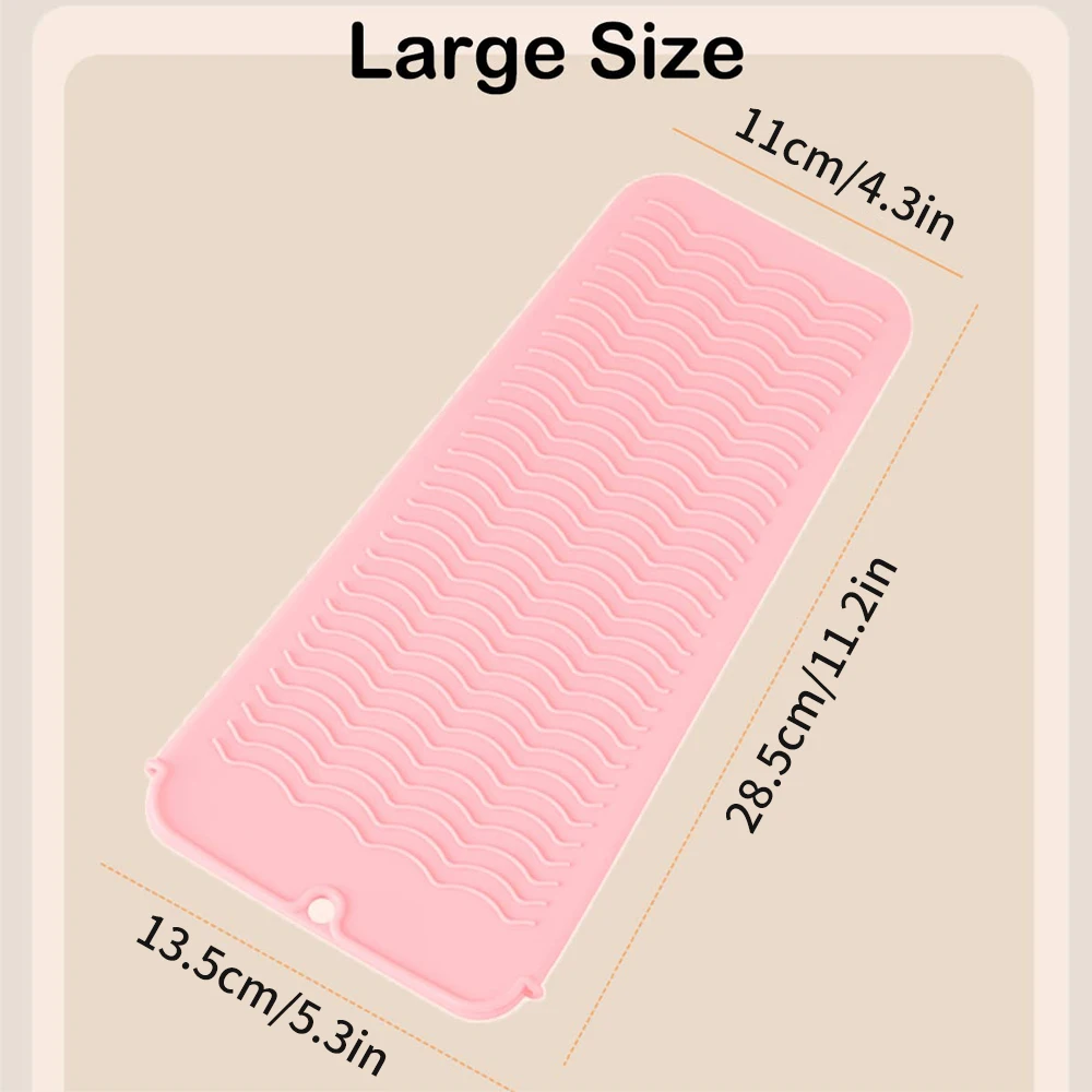 Heat Resistant Silicone Mat with Hanging Hole, Straightener Heat Resistant Travel Mat & Pouch for Curling Iron, Flat Iron and Ot