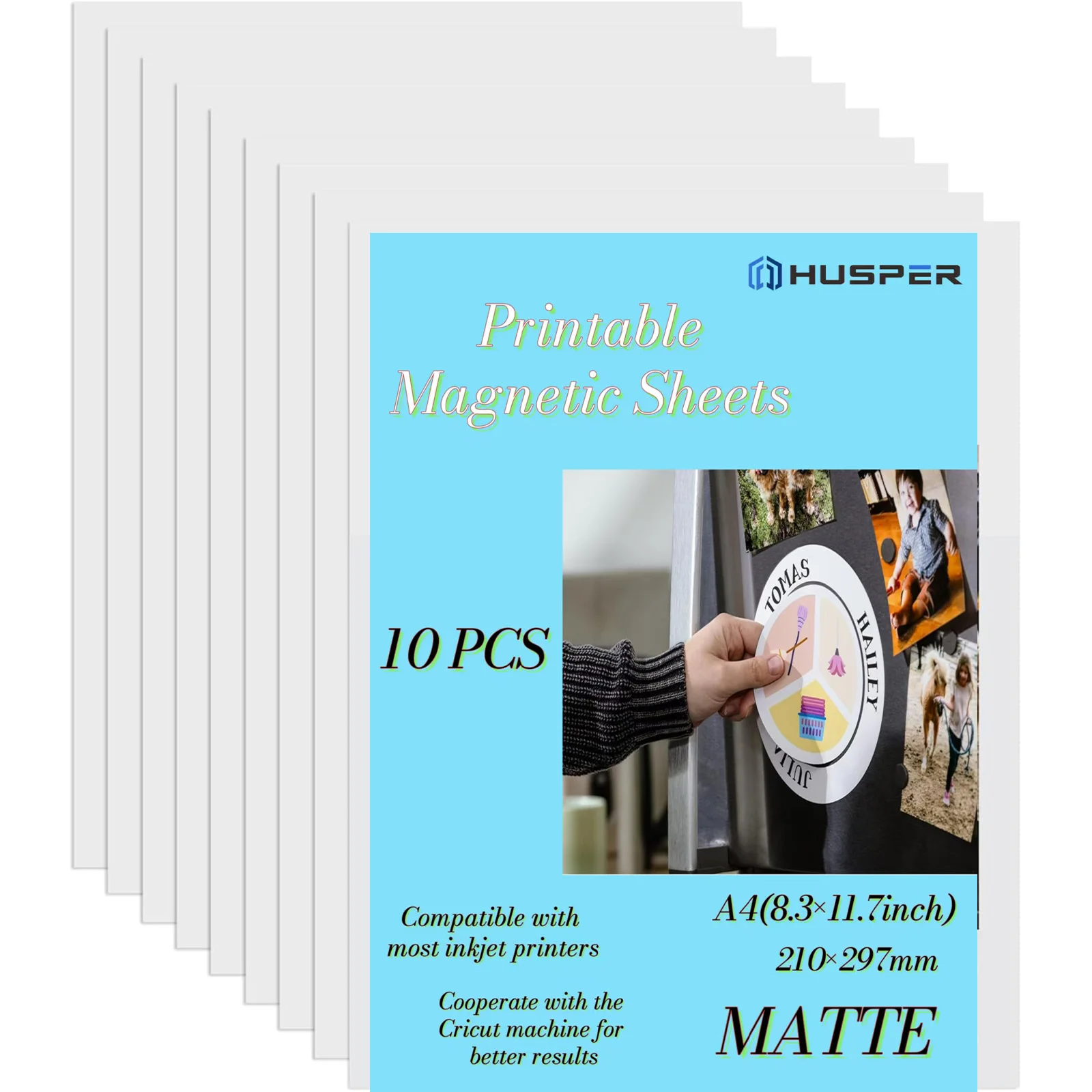 HUSPER Matte Printable Magnet Sheets A4 SIZE Thin, Flexible Compatible with Your Inkjet Printer