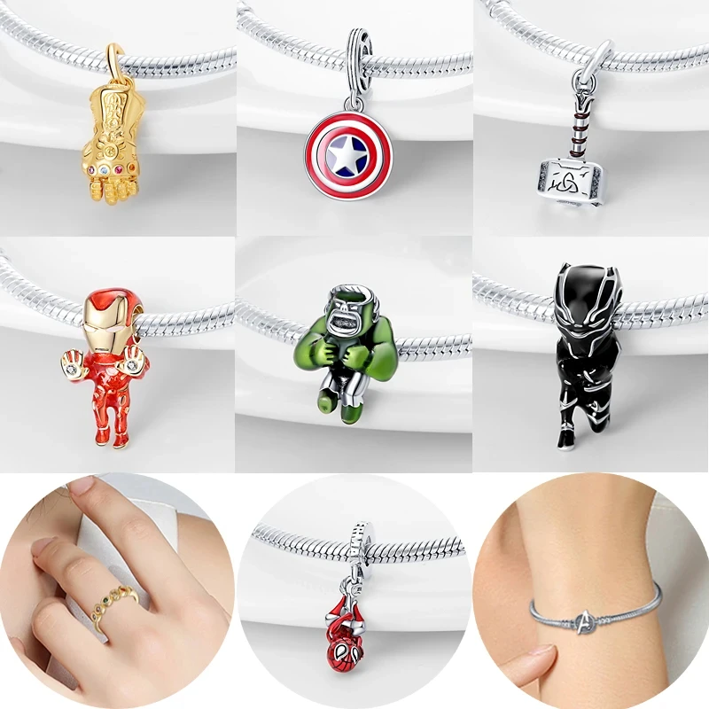 Disney 925 Sterling Silver Spider Man Charm, Marvel Bead,Fit Original Pandora Bracelet DIY Pendant Women\'s Jewelry Gifts 2024