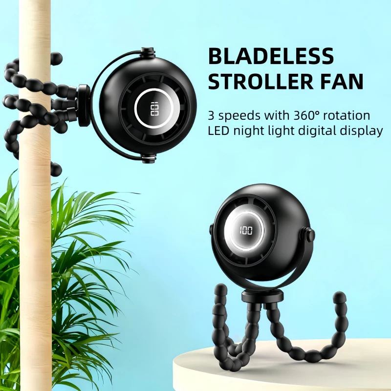 2026 New Design Portable Stroller Fan Octopus Fan Handheld USB Charge Outdoor Baby Car Bed Bicycle Mini Fan High Quality