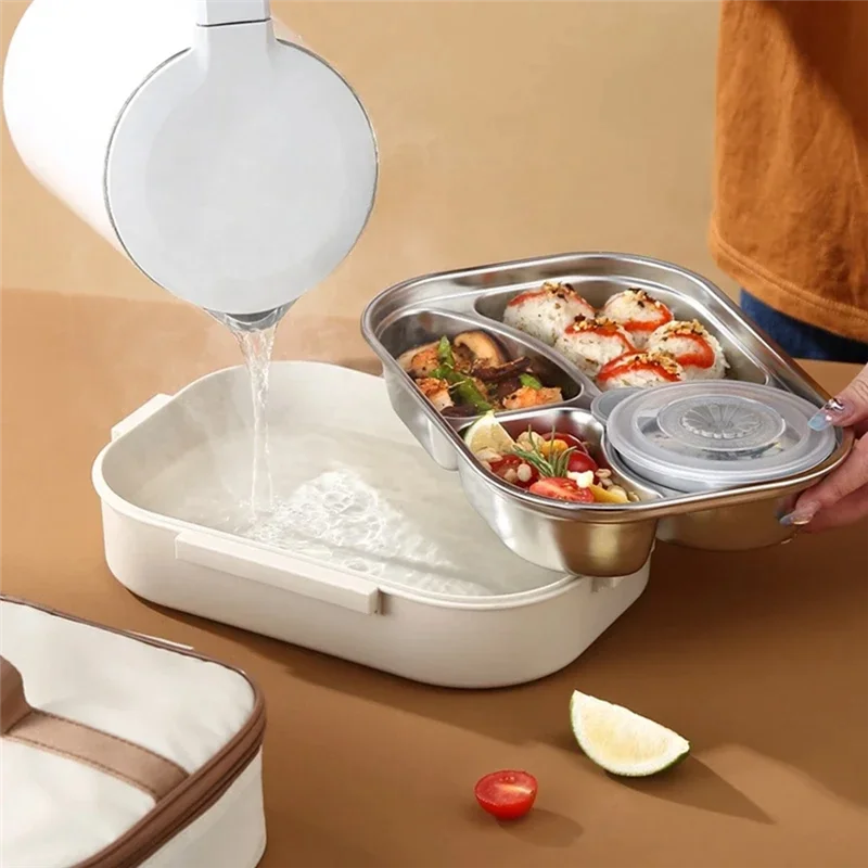 ABXF-Portable Lunch Box Insulated Lunchbox Office Worker Students Stainless Steel Sealed Bento Box Microwave Heating