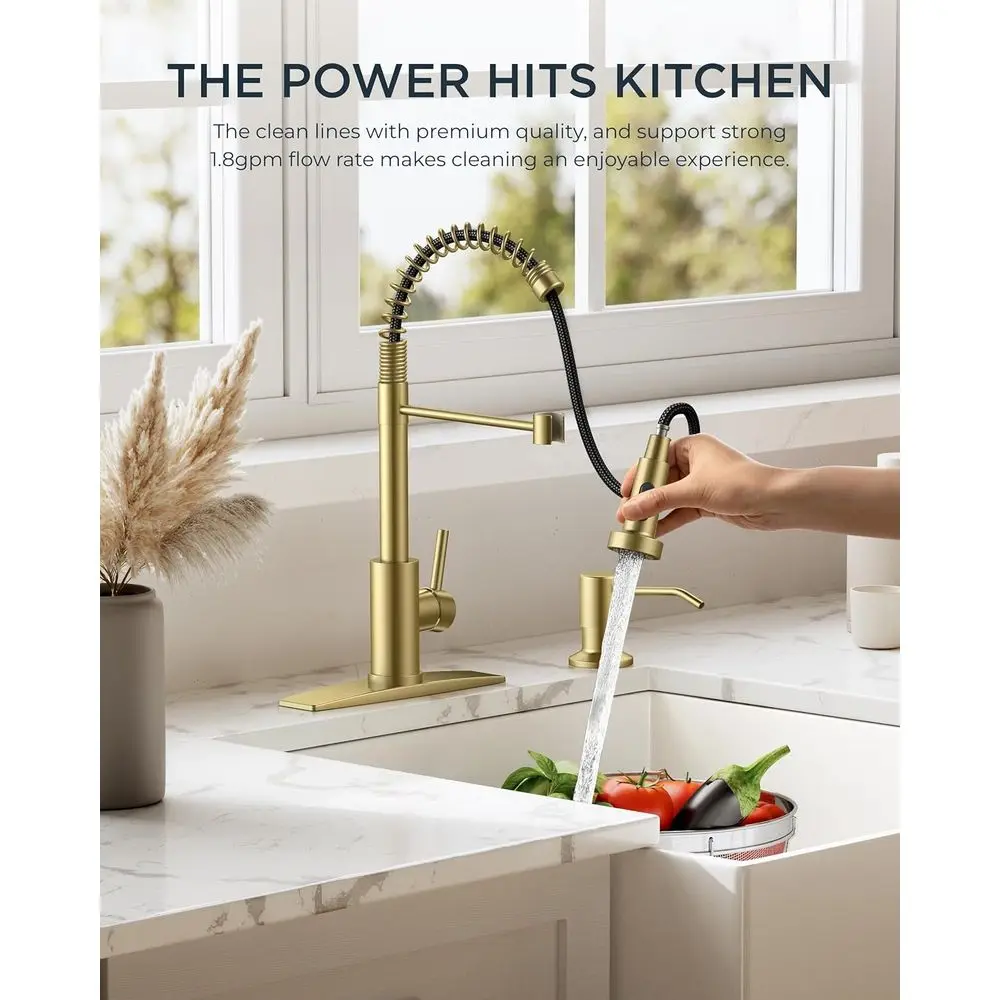 Stainless Pull-Out Spray Faucet, Single Handle Pot Filler for Kitchen, Laundry, and Bar Sinks