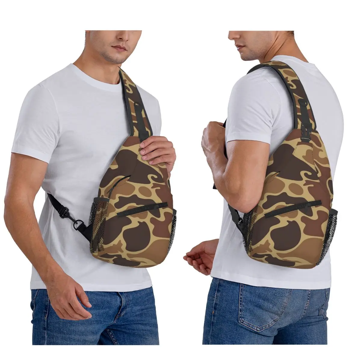 

Duck Camo Chest Bag Men Sling Crossbody Backpack Chest Bag Traveling Hiking Daypack Shoulder Bag