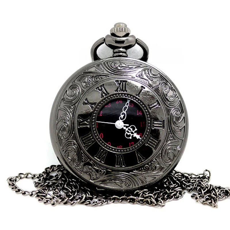 خمر نمط ساعة الجيب الأرقام الرومانية قلادة ساعة الجيب تذكارية خمر الكلاسيكية ساعة كوارتز توربيون الجدول عبر B