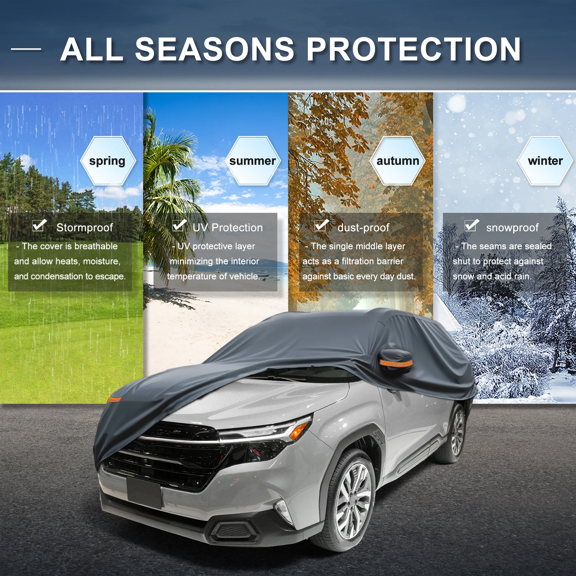 

Чехол для автомобиля Uxcell, водонепроницаемый, для защиты от солнца, дождя, снега и града, с молнией на левой боковой двери, из алюминиевой пленки, для Subaru Forester