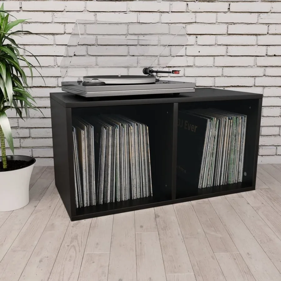

Vinyl Storage Box Black 28x13.4x14.2 Engineered Wood