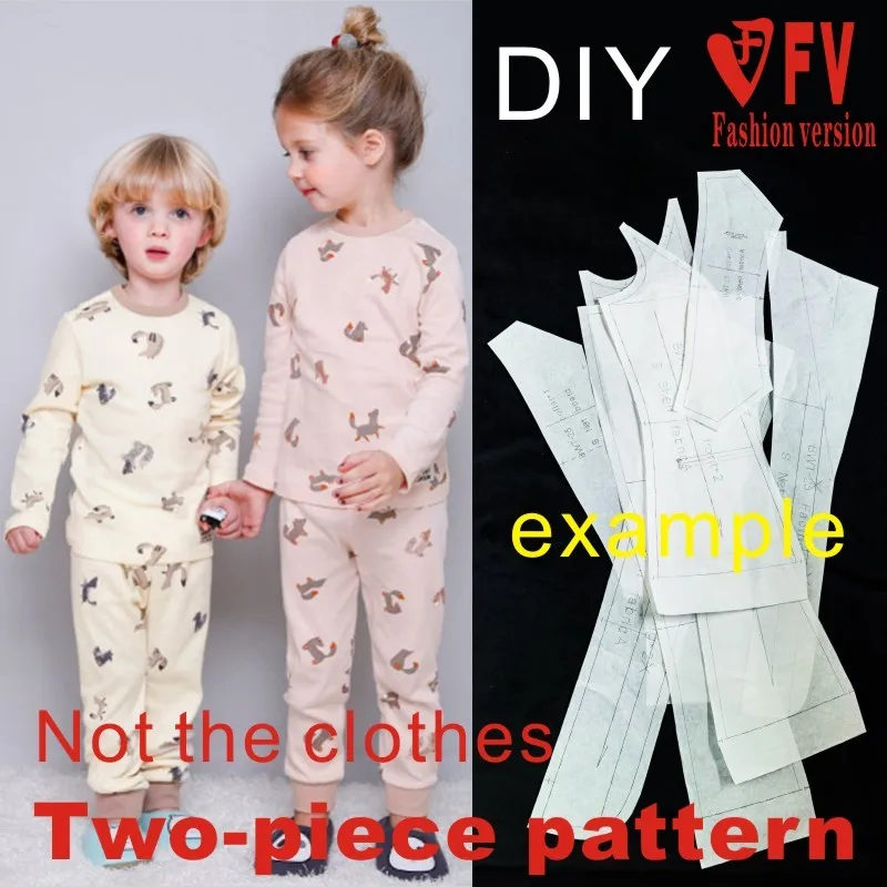 Sewing drawing Children\'s clothing pure cotton long sleeve pajamas set paper sample clothing 1:1 physical paper sample CTH23