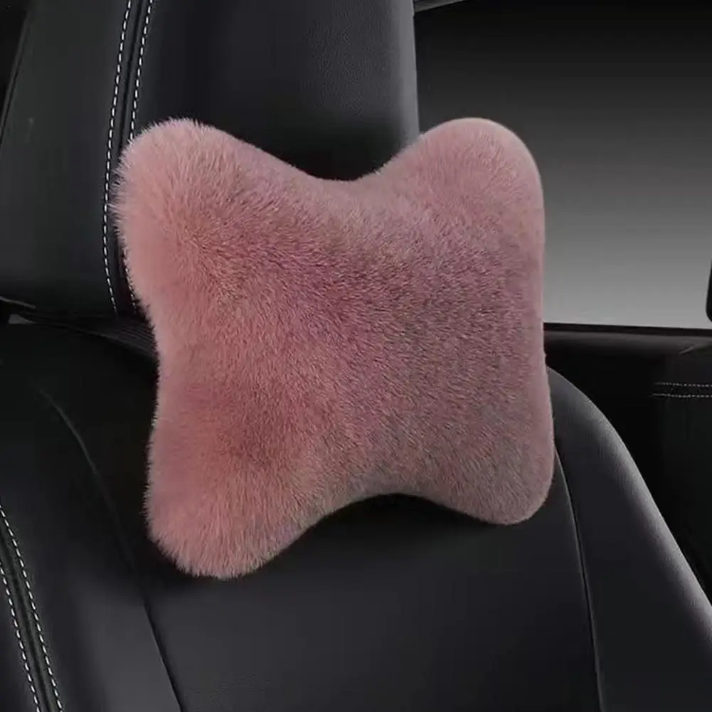 Winter Car Seat Neck Rest Pillow Plush Car Headrest Plush Cushion Warmth And Comfort Universal Lumbar Pillow Support Accessories