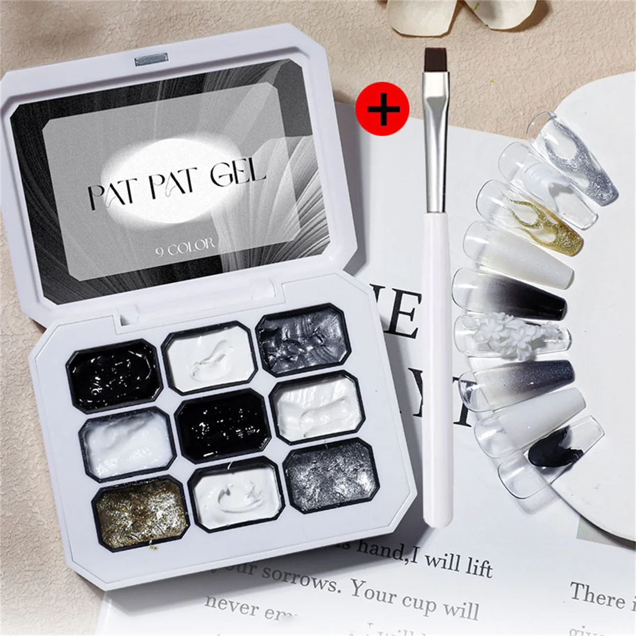 

1set/2pcs Black and white solid nail polish glue pat glue gypsum gel sequin glue DIY home salon 1pc nail care phototherapy pen