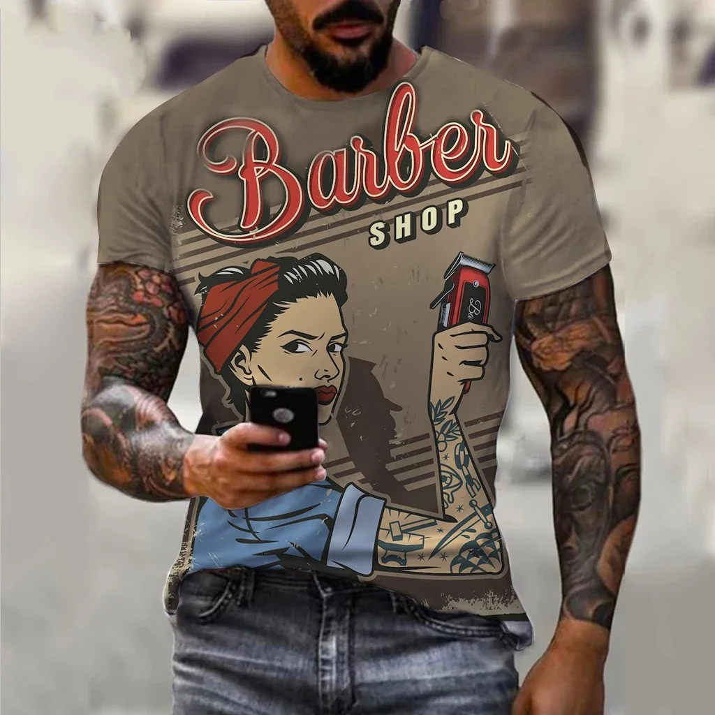 Funny Barber T Shirt For Mens Fashion Short Sleeve Uniform Tops Hip Hop Trend Harajuku Pullover Casual O-neck Oversized T-shirts