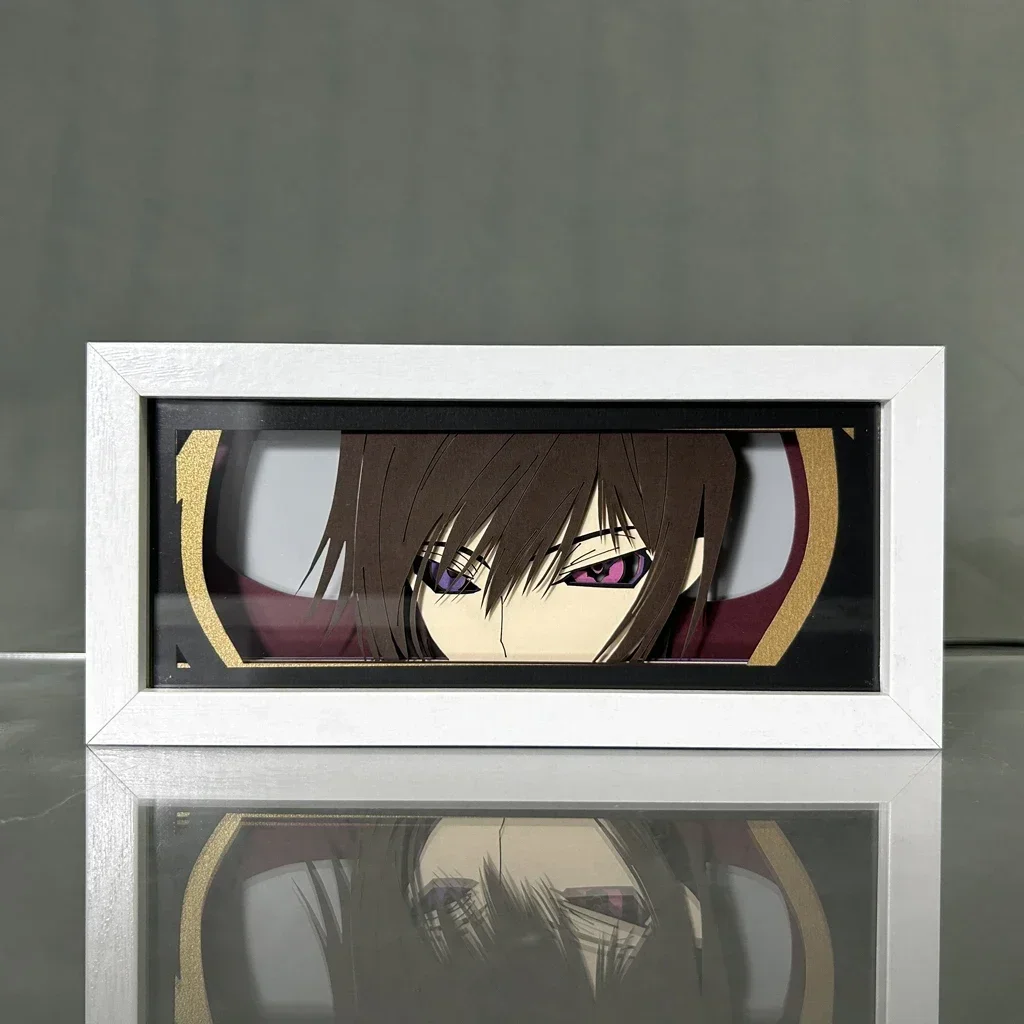 Code Geass Anime Peripherals Lelouch Lamperouge Figure Led Light Paper Cut Shadow Box Figures Lightbox Ornaments Toys Kids Gifts