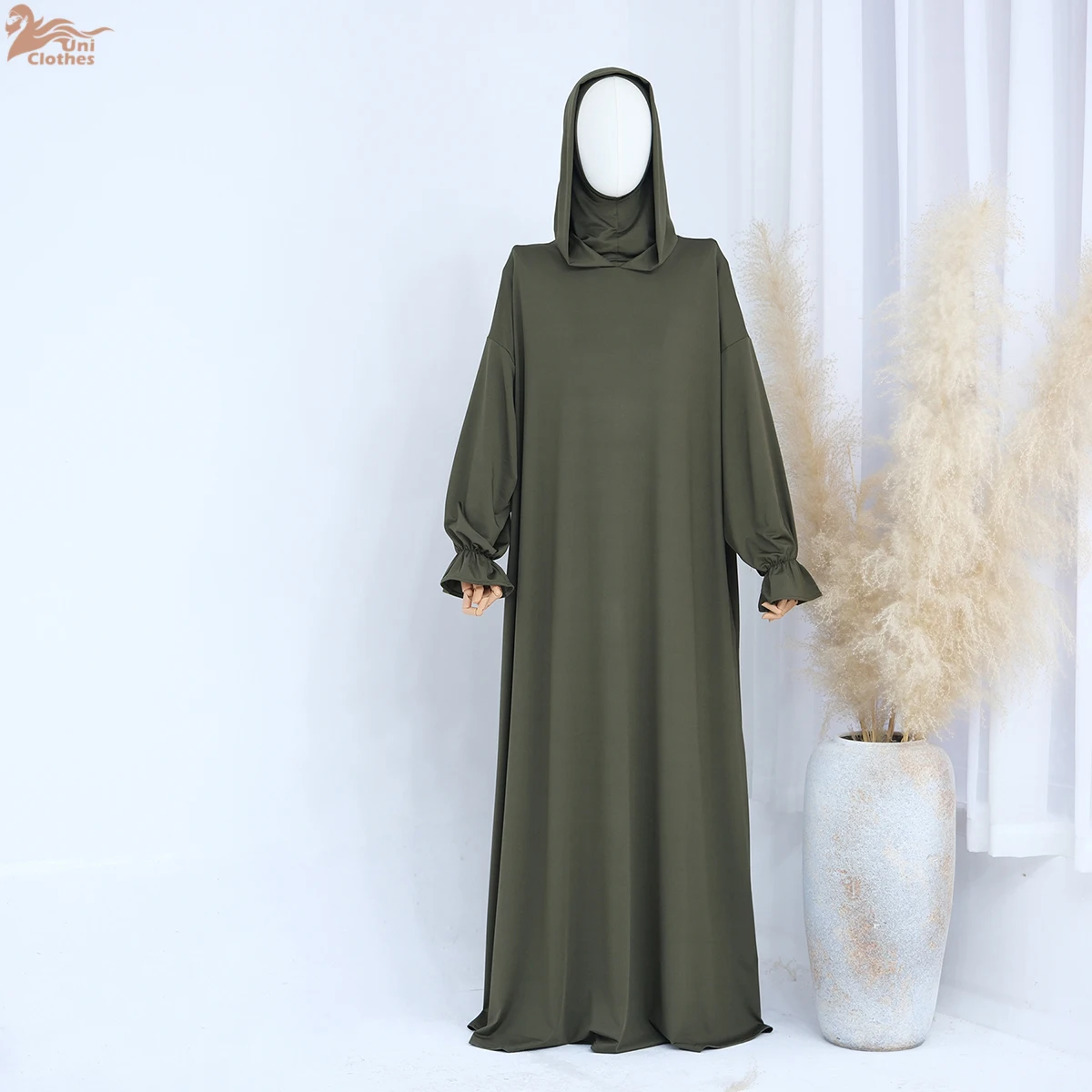 Eid Ramadan prière Abaya femmes robe musulmane dernière une pièce prière Hijab plaine Jersey à capuche Abaya vêtements islamiques