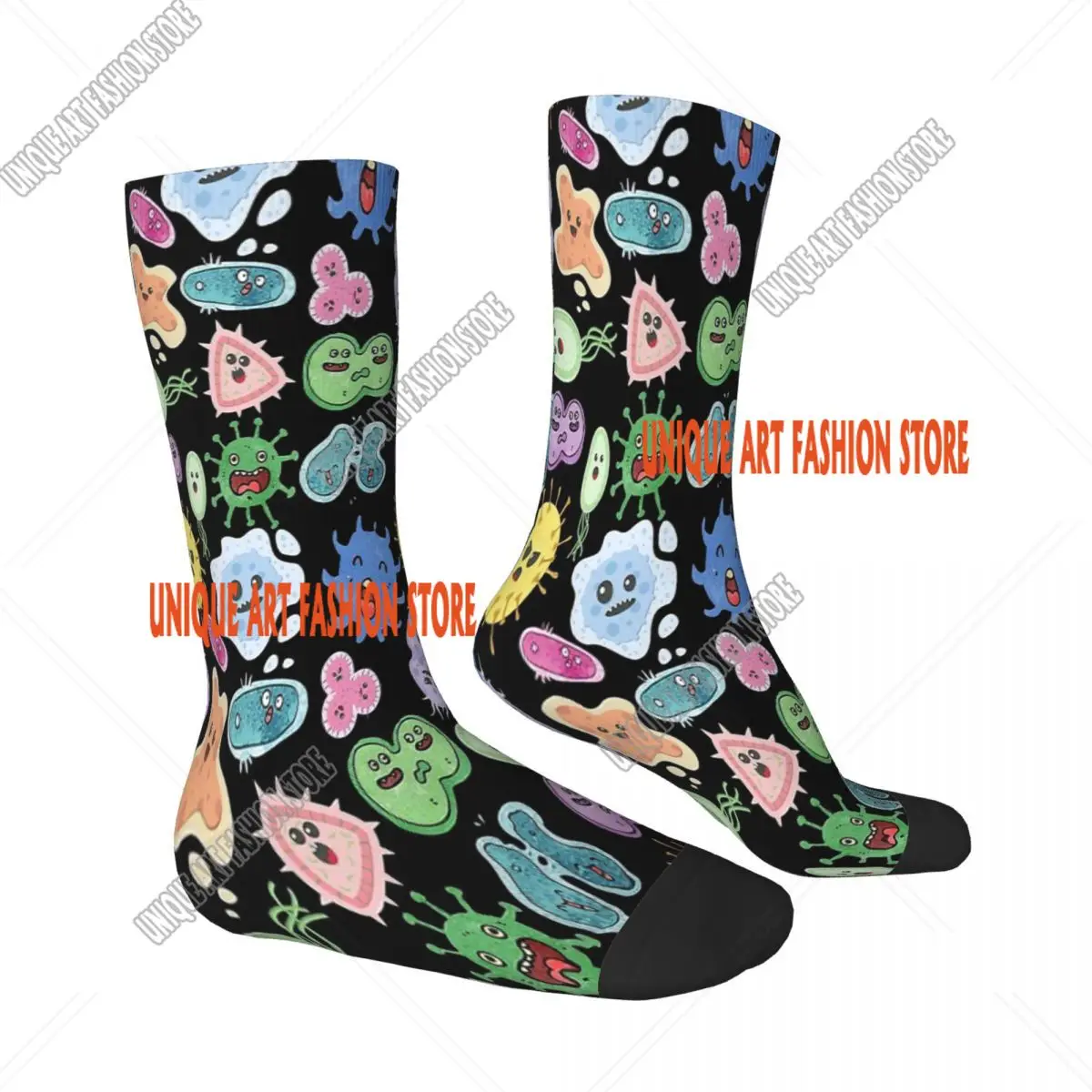 Cute Microbes Bacteria Virus Ecoli MicroBiology Seamless Chemistry Chemist Science Scientist Socks Male Mens Women  Stockings