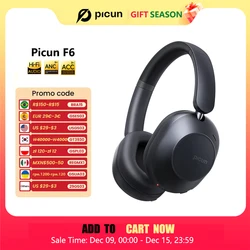 Picun F6 Active Noise Cancelling Bluetooth Headset Hi-Res ANC Head Tracking 3D Audio Wireless Headphones APP Control Low Latency