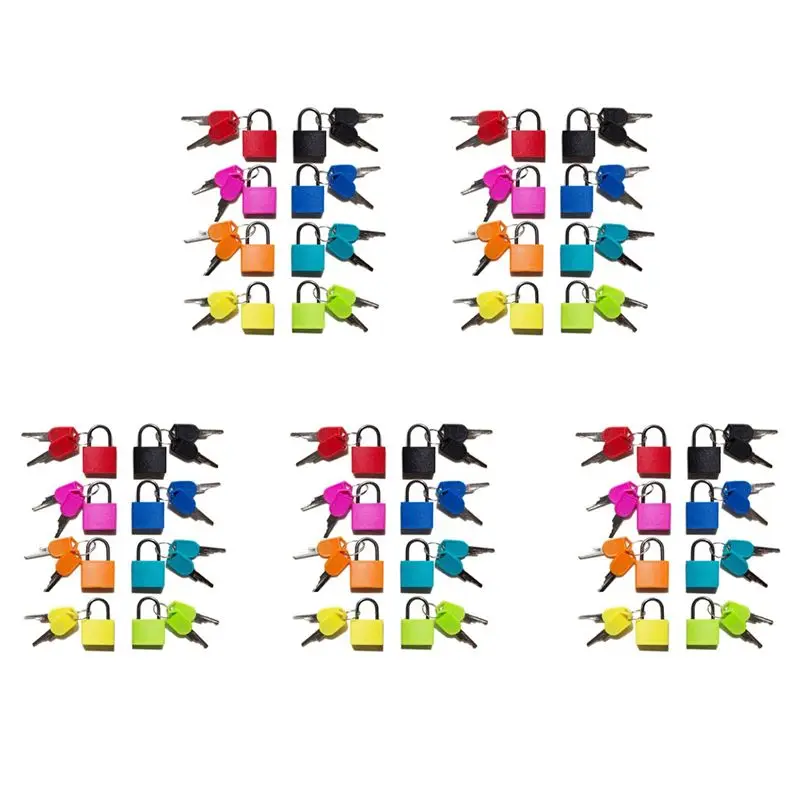 ABRT-40 Pack Locks Small Padlock With Key Luggage Gym Locker Lock Mini Colorful Padlock For Outdoor School Home A