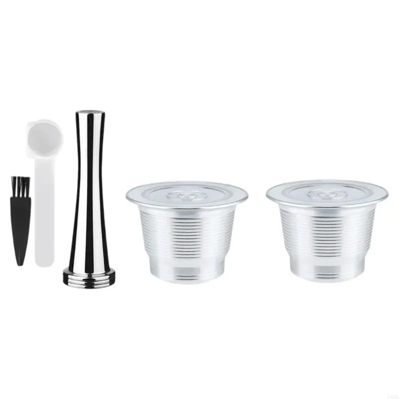 19 QE قابلة لإعادة ملء الفولاذ المقاوم للصدأ القهوة جراب مجموعة أداة تنظيف جراب قابلة لإعادة الاستخدام