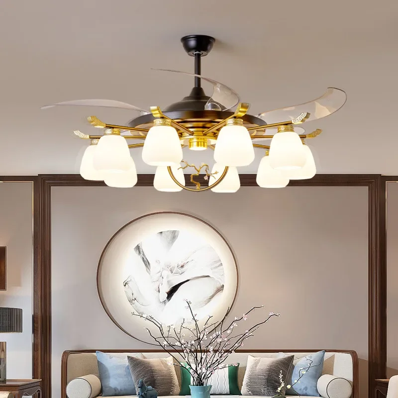 SOFEINA Modern Stealth Fan Light Luxury Living Room Restaurant Bedroom Ceiling Fan Light Remote LED Electric Fan Light image 4
