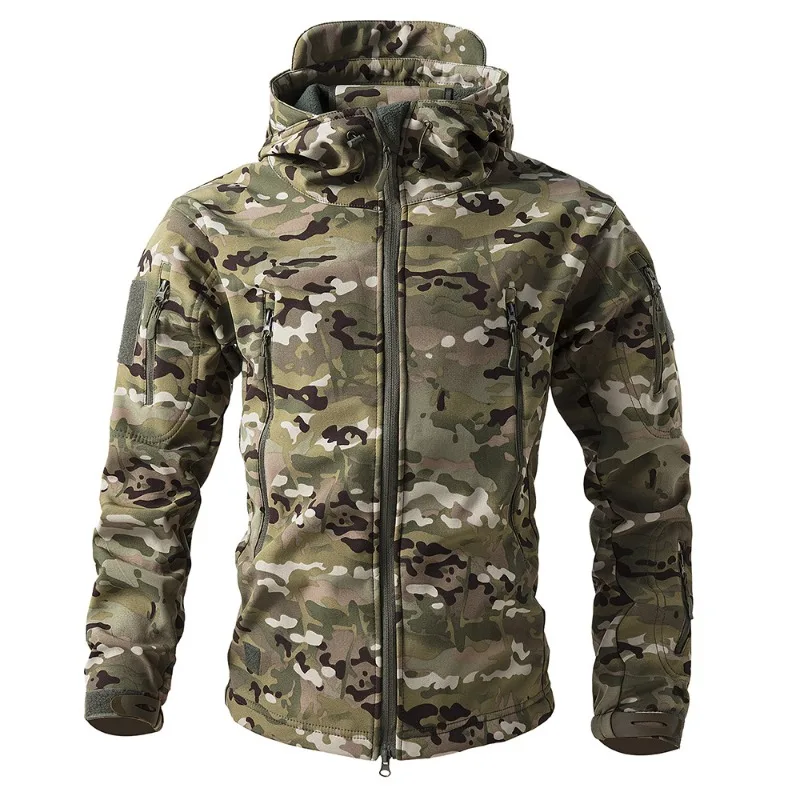 Men Outdoor Three-in-one  All-weather Camouflage Assault Jackets Male Breathable Windbreaker Warm Coats Sportswear Jackets 4XL