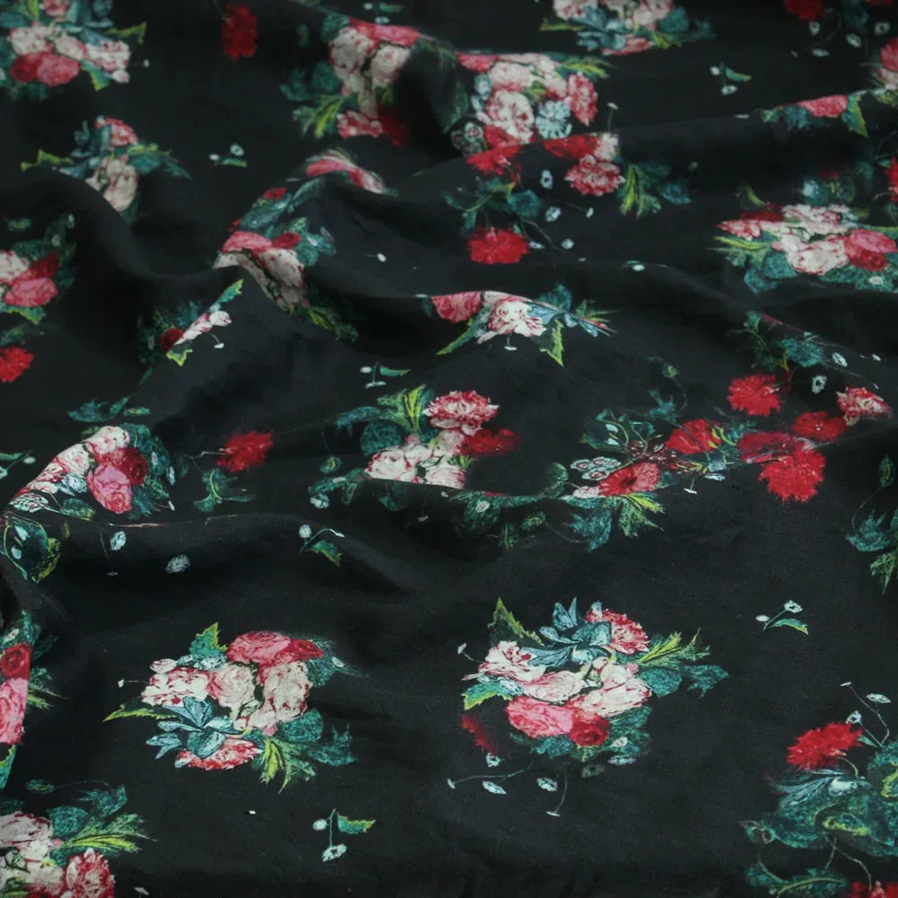 1yard Fashion unique cheongsam dress robe shirt fabrics for clothing Pure linen fabric Floral series printing sewing - view 3